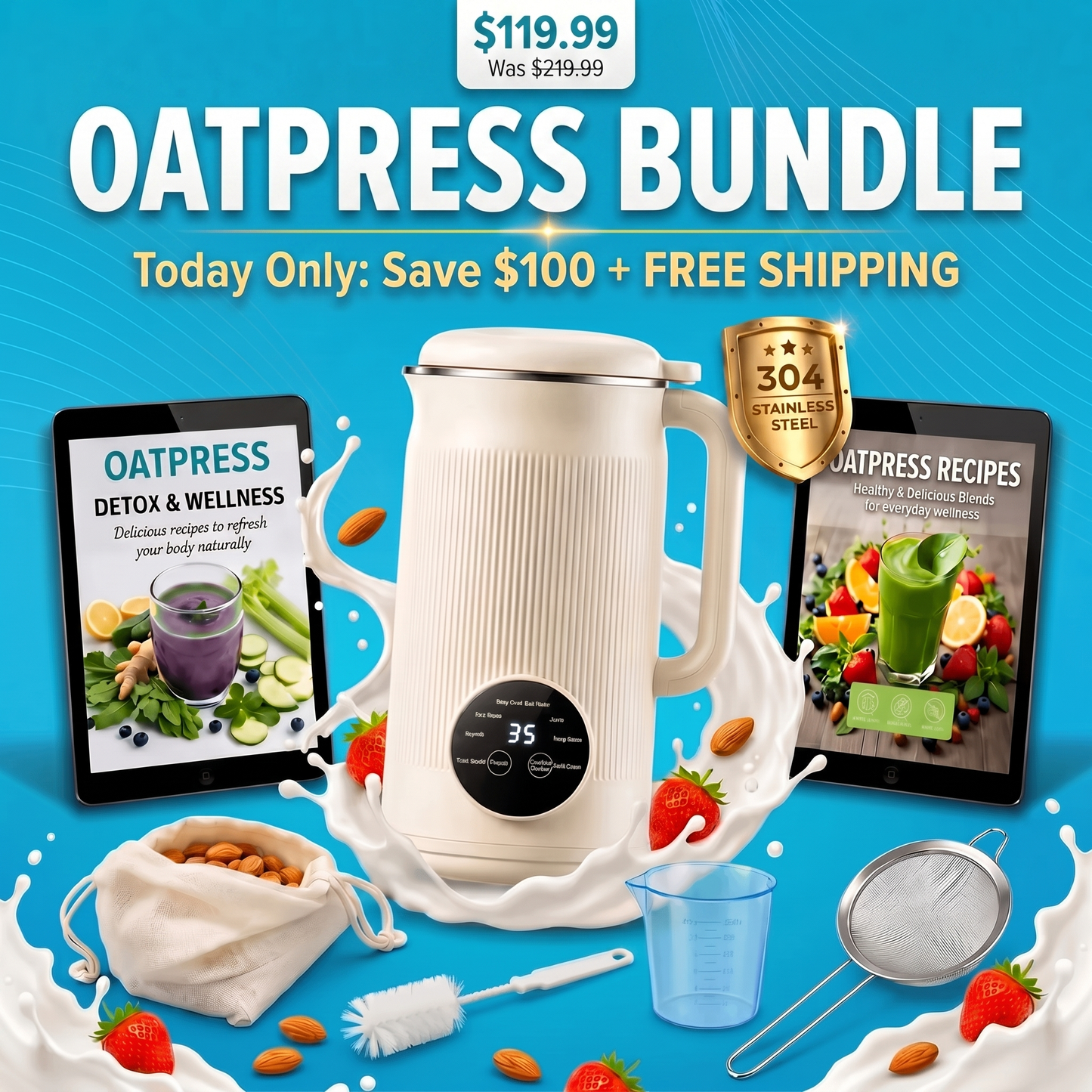 Oatpress – The 8-in-1 Multifunction Nut Milk, Juice Maker And More.